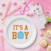 Het is een jongen pompoen. papieren bordje (Feest)