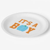 Het is een jongen pompoen. papieren bordje (Gekanteld)