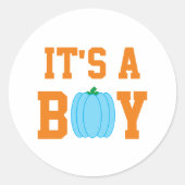 Het is een jongen pompoen. ronde sticker (Voorkant)