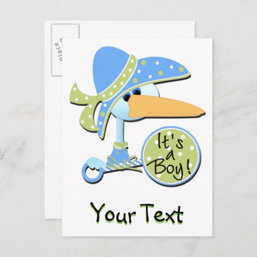 Het is een Jongen Post Card Aankondigingskaart (Voorkant / Achterkant)