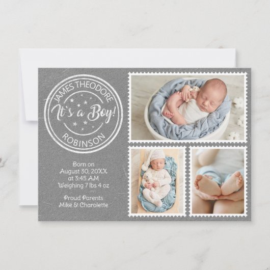 Het is een jongen! postzegels aankondiging (Voorkant)