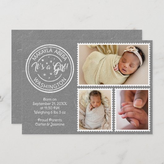 Het is een jongen! postzegels aankondiging (Voorkant / Achterkant)