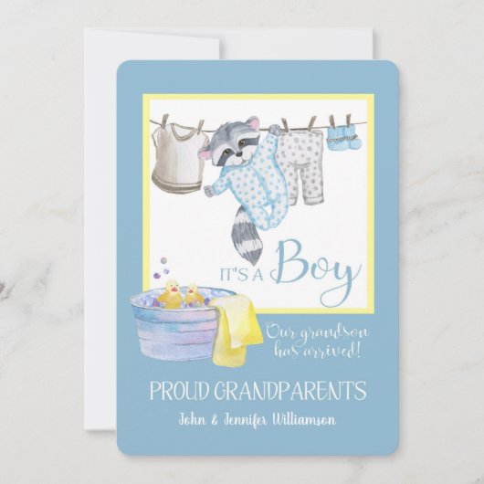 Het is een Jongen - Proud Grandparent Announcement Kaart (Voorkant)