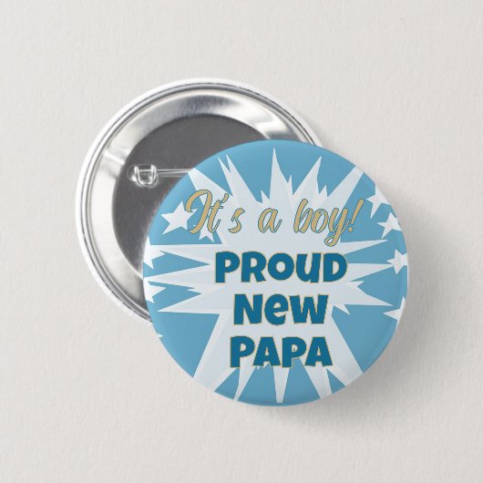 Het is een jongen! Proud Papa Button (Voorkant /achterkant)