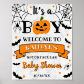 "Het is een jongen" Pumpkin Halloween Baby shower  Poster (Voorkant)