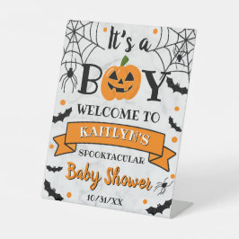 "Het is een jongen" Pumpkin Halloween Baby shower  Reclamebord Met Voetstuk