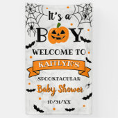 "Het is een jongen" Pumpkin Halloween Baby shower  Spandoek (Verticaal)