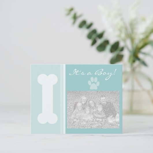 Het is een jongen! Puppy Briefkaart (Staand voorkant)