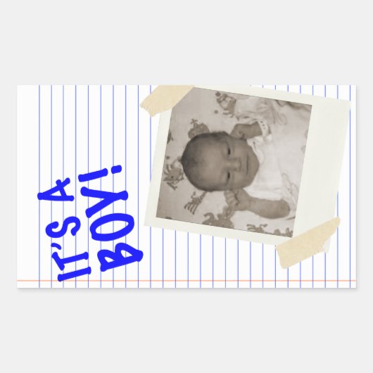 Het is een jongen rechthoekige sticker (Voorkant)
