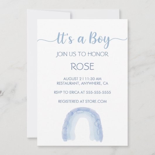 Het is een jongen regenboog uitnodiging (Voorkant)