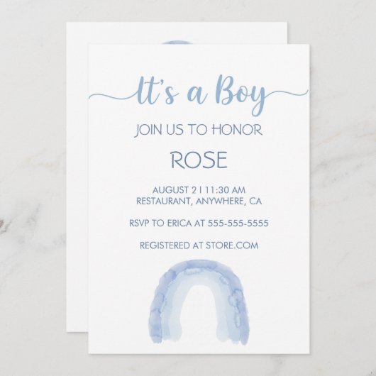 Het is een jongen regenboog uitnodiging (Voorkant / Achterkant)