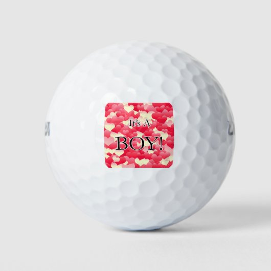 Het is een jongen! Rode harten Golfballen (Voorkant)