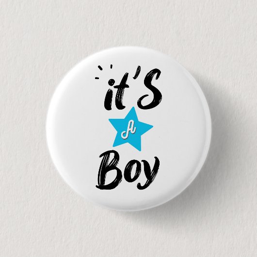 Het is een jongen ronde button 3,2 cm (Voorkant)