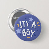 Het is een jongen ronde button 5,7 cm (Voorkant /achterkant)