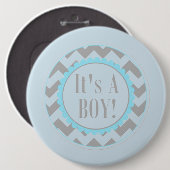 Het is een jongen ronde button 6,0 cm (Voorkant /achterkant)