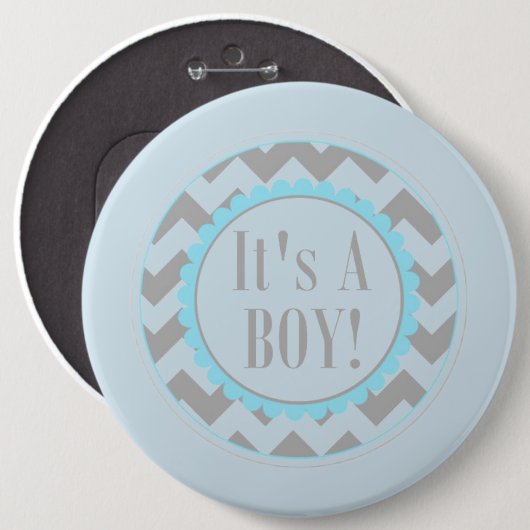 Het is een jongen ronde button 6,0 cm (Voorkant /achterkant)