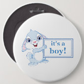 Het is een jongen ronde button 6,0 cm (Voorkant /achterkant)