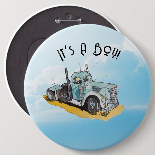 Het is een jongen! ronde button 6,0 cm (Voorkant /achterkant)