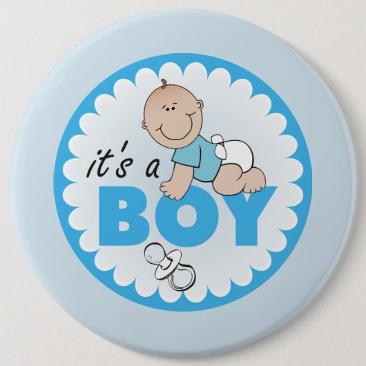 Het is een jongen ronde button 6,0 cm (Voorkant)