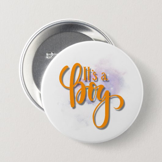Het is een jongen ronde button 7,6 cm (Voorkant /achterkant)