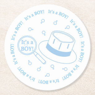 Het is een jongen! ronde kartonnen onderzetter