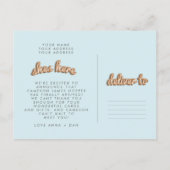 Het is een jongen! Roos goud/BULE briefkaart. Aankondigingskaart (Achterkant)