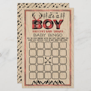 Het is een jongen! Rustic Geploade Baby Bingo