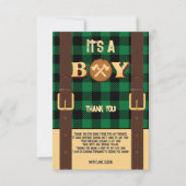 Het is een jongen Rustic Lumberjack Flannel Baby s Bedankkaart (Voorkant)