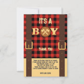 Het is een jongen Rustic Lumberjack Flannel Baby s Bedankkaart (Voorkant)
