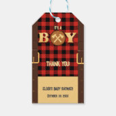 Het is een jongen Rustic Lumberjack Flannel Baby s Cadeaulabel (Voorkant)