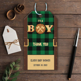 Het is een jongen Rustic Lumberjack Flannel Baby s Cadeaulabel