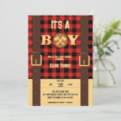 Het is een jongen Rustic Lumberjack Flannel Baby s Kaart (Staand voorkant)