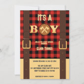 Het is een jongen Rustic Lumberjack Flannel Baby s Kaart (Voorkant)
