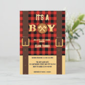 Het is een jongen Rustic Lumberjack Flannel Baby s Kaart (Staand voorkant)