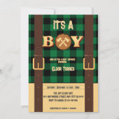 Het is een jongen Rustic Lumberjack Flannel Baby S Kaart (Voorkant)