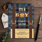 Het is een jongen Rustic Lumberjack Flannel Baby s Kaart