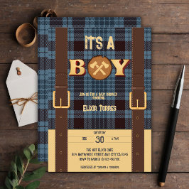 Het is een jongen Rustic Lumberjack Flannel Baby s Kaart