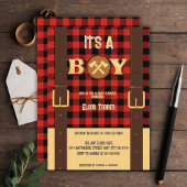 Het is een jongen Rustic Lumberjack Flannel Baby s Kaart