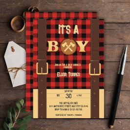 Het is een jongen Rustic Lumberjack Flannel Baby s Kaart