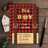 Het is een jongen Rustic Lumberjack Flannel Baby s Kaart