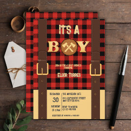 Het is een jongen Rustic Lumberjack Flannel Baby s Kaart