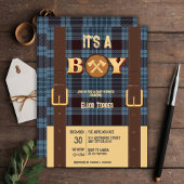 Het is een jongen Rustic Lumberjack Flannel Baby s Kaart