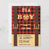 Het is een jongen Rustic Lumberjack Flannel Baby s Kaart (Voorkant)
