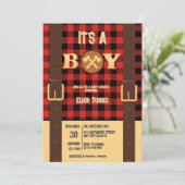 Het is een jongen Rustic Lumberjack Flannel Baby s Kaart (Staand voorkant)