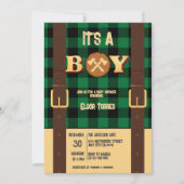 Het is een jongen Rustic Lumberjack Flannel Baby s Kaart (Voorkant)