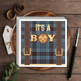 Het is een jongen Rustic Lumberjack Flannel Baby s Servet