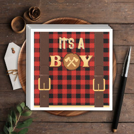 Het is een jongen Rustic Lumberjack Flannel Baby s Servet