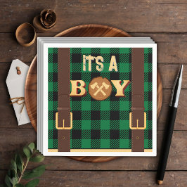 Het is een jongen Rustic Lumberjack Flannel Baby s Servet