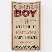 Het is een jongen! Rustic plaid houthakkers baby s Spandoek (Verticaal)