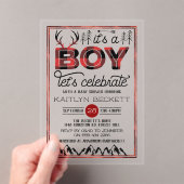 Het is een jongen! Rustic Play Lumberjack Baby sho Acryl Uitnodigingen (Insitu (Draagbaar))